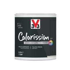 Peinture intérieure multi-supports acrylique satin noir 0,5L - V33 COLORISSIM