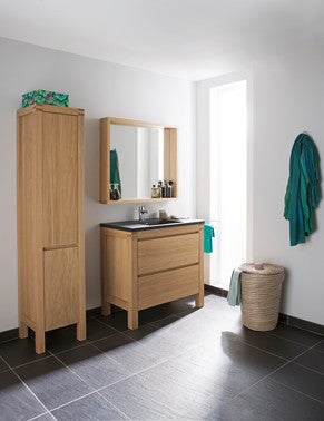 Colonne De Salle De Bain Effet Bois L 40 X H 184 X P 40 Cm Erwan Bricoman