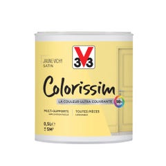 Peinture intérieure multi-supports acrylique satin jaune vichy 0,5 L - V33 COLORISSIM 0