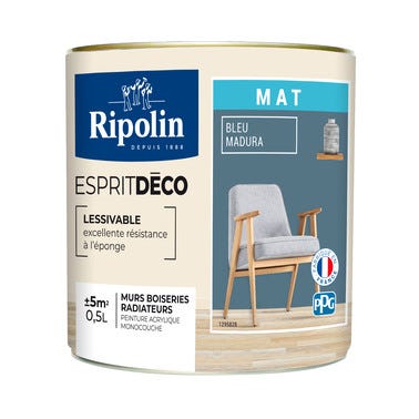 Peinture intérieure multi-supports acrylique mat bleu madura 0,5 L Esprit déco - RIPOLIN 2