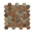 Mosaïque pierre naturelle multicolor hexagone