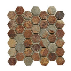 Mosaïque pierre naturelle multicolor hexagone