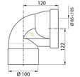 Pipe WC courte coudée femelle Ø85/105 Wirquin Pro