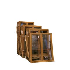 Fenêtre bois H.125 x l.90 cm ouvrant à la française 2 vantaux Meranti 0