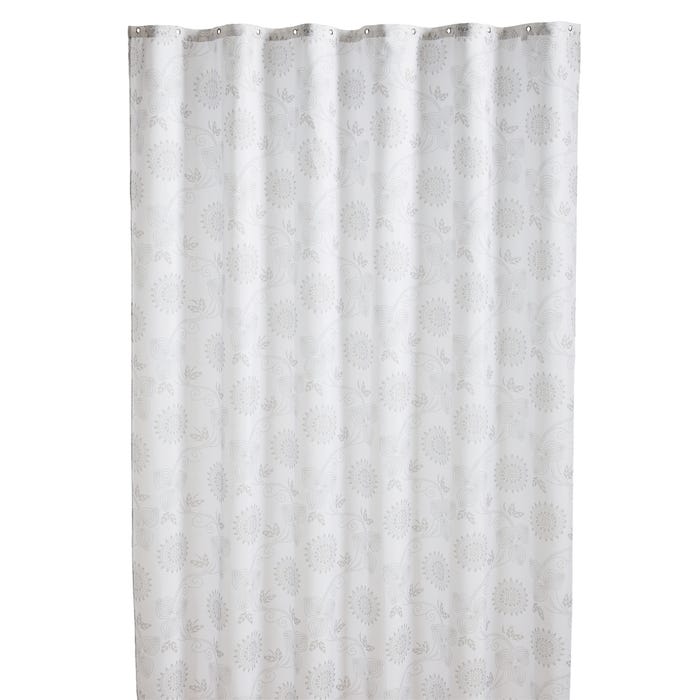Rideau de douche en tissu rond gris l.180 x H.200 cm  5