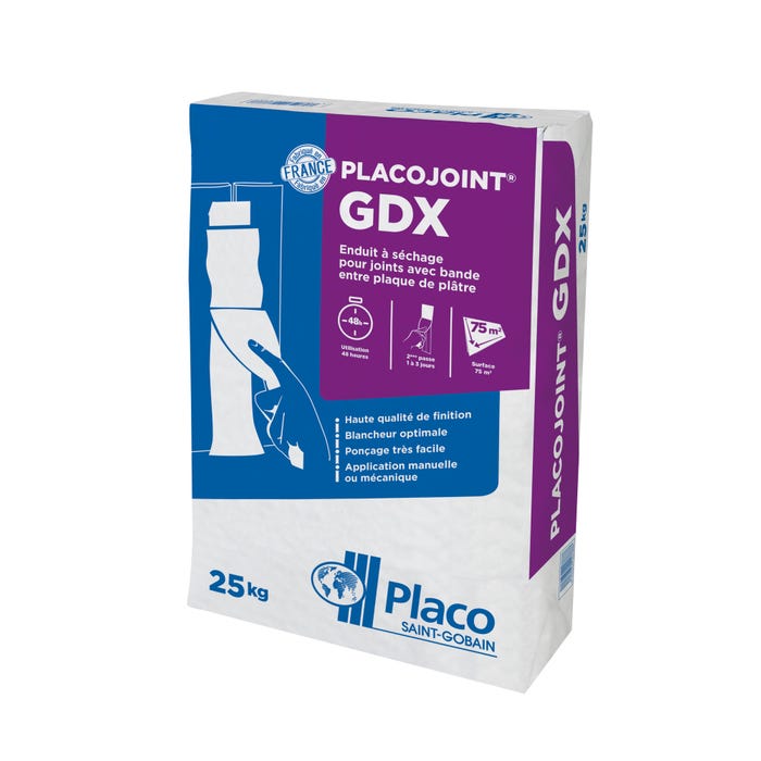 Enduit joint haute qualité finition placo gdx 25 kg Placojoint - PLACOPLATRE 1