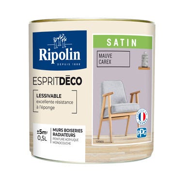 Peinture intérieure multi-supports acrylique satin mauve carex 0,5 Esprit déco - RIPOLIN 2