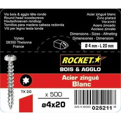 Vis rocket tr tx bichro 4x20 x500 0