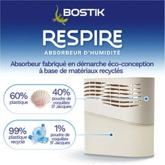 Absorbeur d'humidité + 4 recharges dont 2 gratuite jusqu'à 25m² Respire - BOSTIK 2