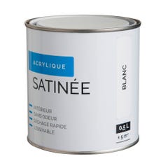 Peinture intérieure multi-supports acrylique satin blanc 0,5 L 0