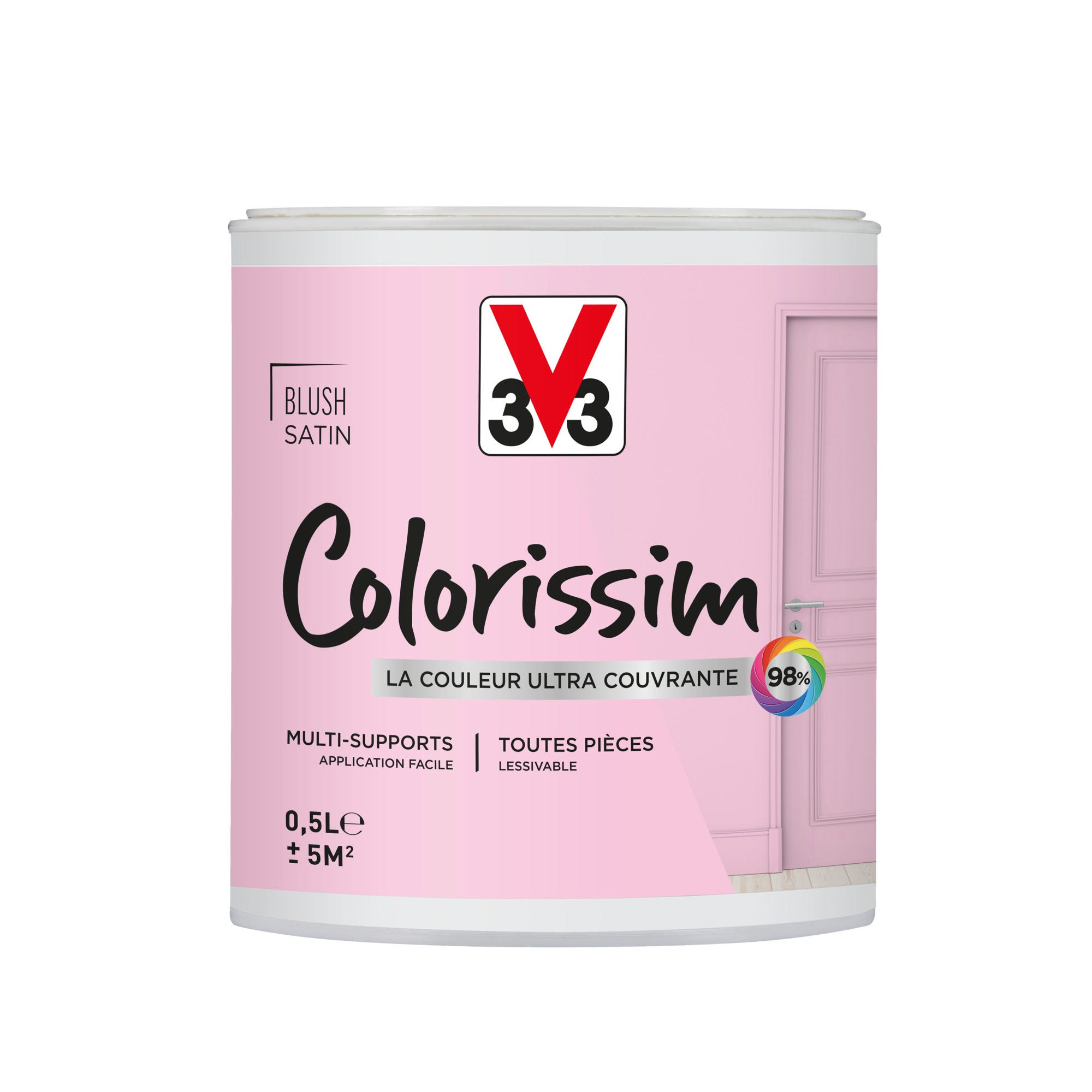 Peinture intérieure multi-supports acrylique satin blush 0,5 L - V33 COLORISSIM 0