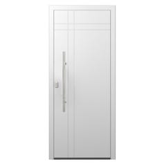 Porte d'entrée aluminium blanche bâton maréchal poussant droit H.215 x l.90 cm Avila premium