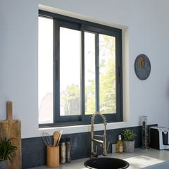 Fenêtre aluminium H.105 x l.120 cm coulissant 2 vantaux gris 2