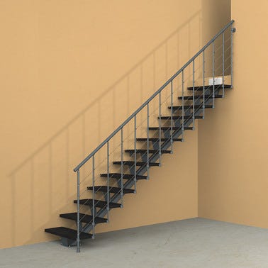 Escalier droit gris/wengé noir MAS 1.4 050 inox Larg.75 cm 6