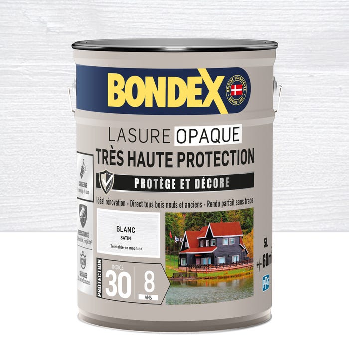 Lasure opaque très haute protection 8 ans blanc 5 L - BONDEX 0
