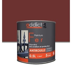 Peinture fer antirouille glycéro int/ext brillant rouge oxyde 0.5 L - ADDICT