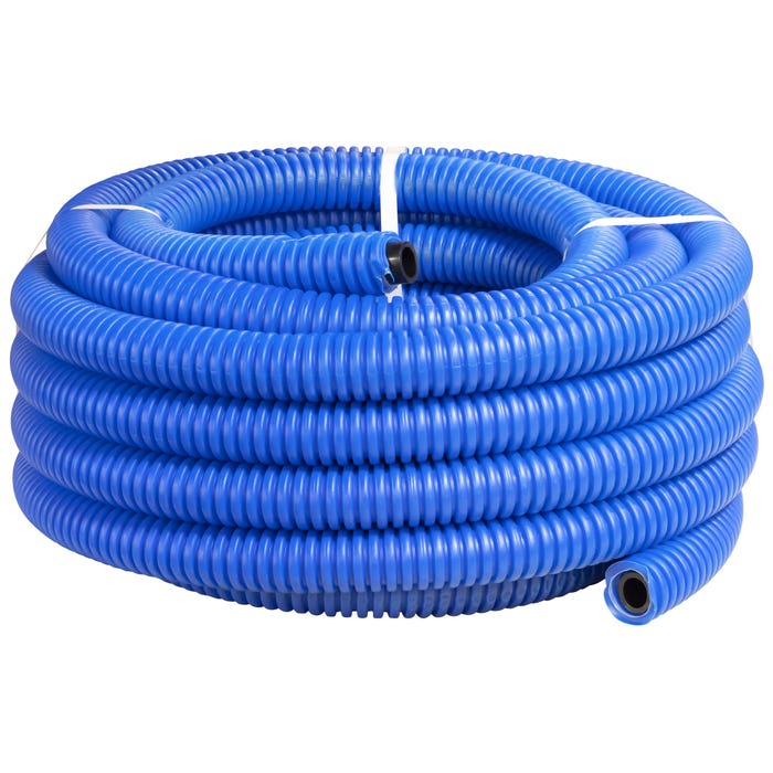 Tube polyéthylène bleu Long.15 m Diam.25 mm gainé Diam.40 mm Pn16 0