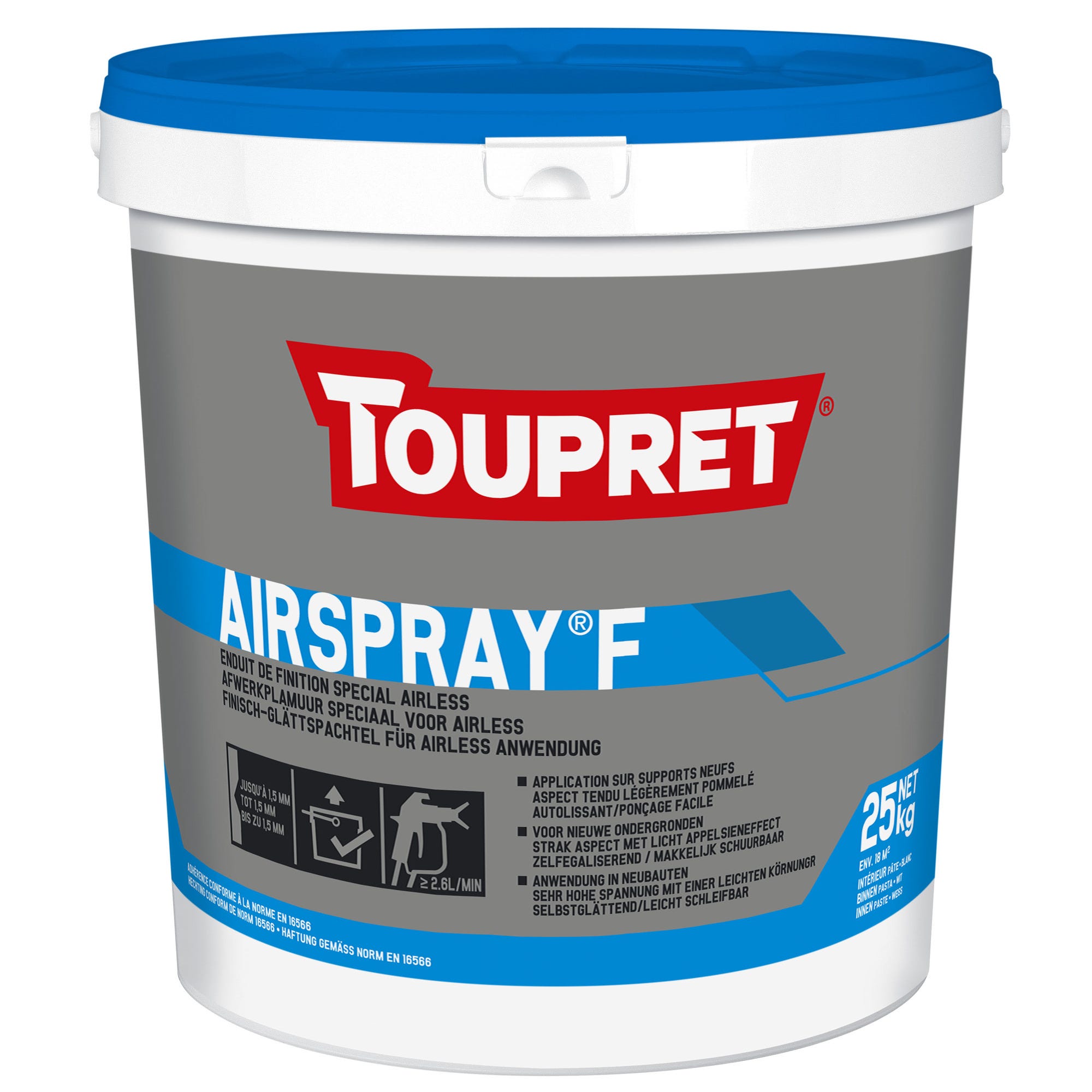 Enduit de lissage en pâte airless intérieur 25 kg - Airspray F TOUPRET 0