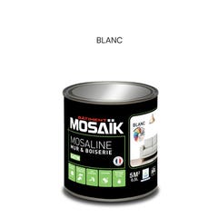 Peinture intérieure multi support acrylique satin blanc 0,5 L Mosaline - MOSAIK