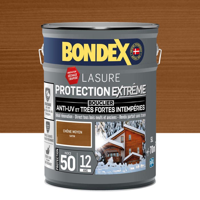 Lasure protection extrême 12 ans chêne moyen 5 L - BONDEX 0