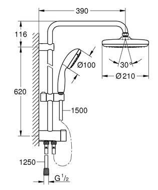 Colonne de douche avec mitigeur thermostatique VITALIO START SYSTEM 210 - 27960001 GROHE