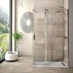 KAYA Porte de douche H 180 largeur réglable 83 à 86 cm verre transparent ❘  Bricoman