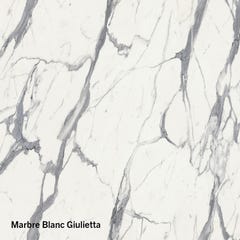 Panneau mural étanche bord arrondi marbre blanc giulietta 120 x 260 cm Nuance - POLYREY