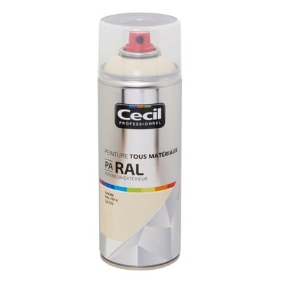 Peinture aérosol tous matériaux int/ext satin ivoire RAL1015 400 ml - CECIL PRO 1