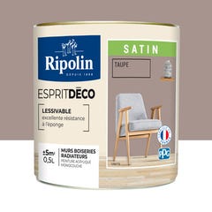 Peinture intérieure multi-supports acrylique satin taupe 0,5 L Esprit déco - RIPOLIN