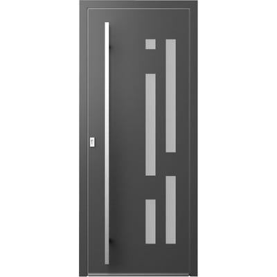Porte d'entrée aluminium Malaga PREMIUM gris 215x90 Gauche