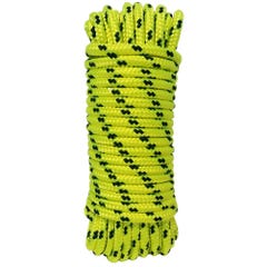 Corde tréssée polyester jaune 6 mm Long.10 m 0