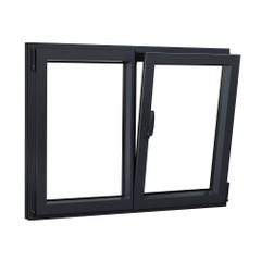 Fenêtre aluminium H.75 x l.100 cm oscillo-battant 2 vantaux gris 1
