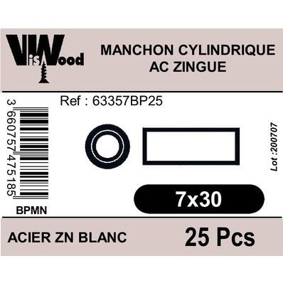 Manchons cylindrique zingué M7X30X150 x25 - VISWOOD 0