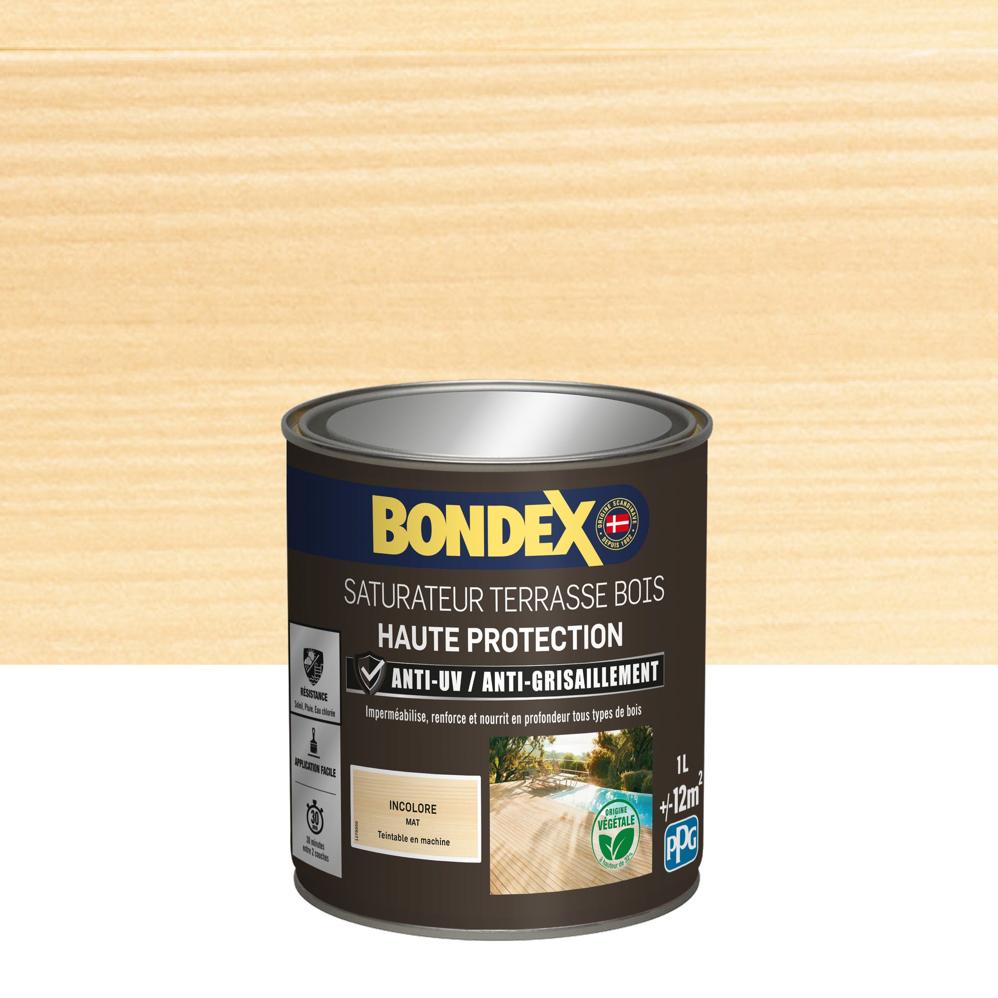Saturateur terrasse bois anti UV et grisaillement incolore 1 L - BONDEX 0