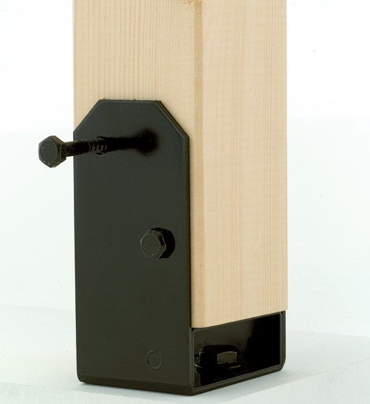 Support de poteau en acier anodise noir pour poteau de Larg.70 mm
