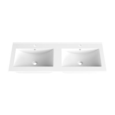 Plan vasque double céramique blanc L.120 x H.15 x P.46 cm Atlantis 