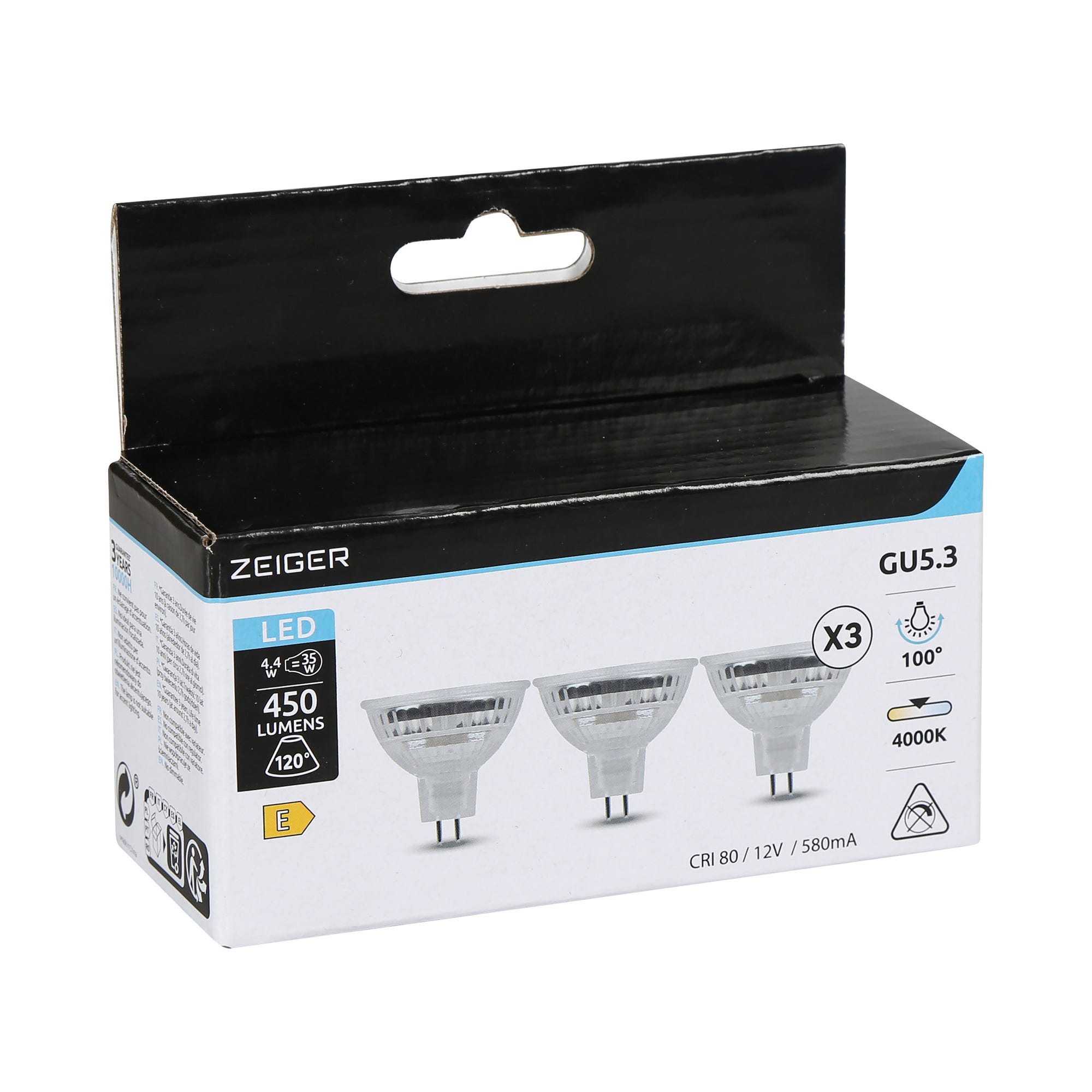 Ampoules LED GU5.3 blanc froid lot de 3 - ZEIGER 1