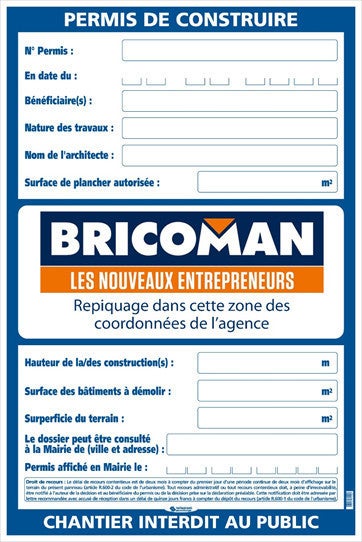 Panneau Permis De Construire Taliaplast Bricoman