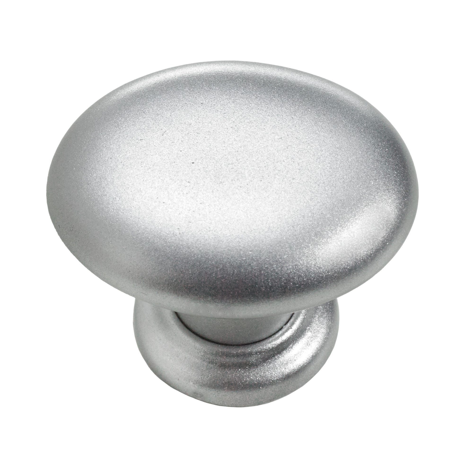 Bouton en plastique aspect aluminium Diam.33 mm 0
