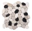 Mosaique 30x30 galets trapez blc/noir