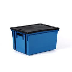 Bac de rangement plastique bleu avec couvercle 10 L - EDA  0