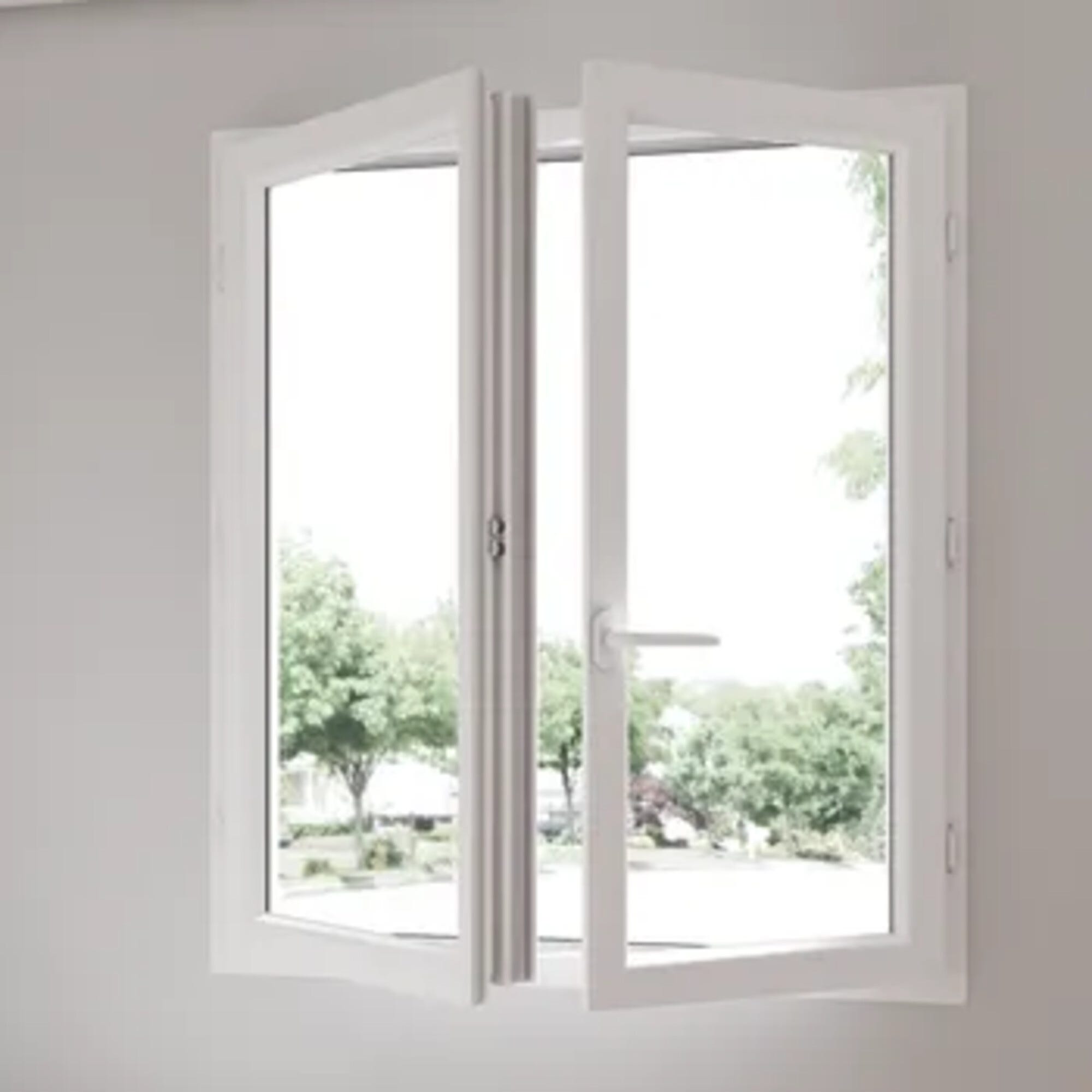 Fenêtre PVC H.115 x l.100 cm ouvrant à la française 2 vantaux blanc 7