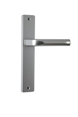 ensemble poignees de porte sur plaque entraxe 195 mm aluminium finition argent cylindre london hoppe bricoman
