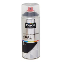 Peinture aérosol tous matériaux int/ext mat noir RAL9005 400 ml - CECIL PRO 0