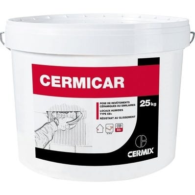 Colle carrelage en pâte D2E blanc 25 kg Cermicar - CERMIX 1