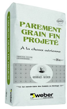 ENDUIT PAREMENT GRAIN FIN BLANC CASSE SAC DE 25KG