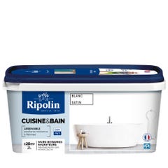 Peinture intérieure multi-supports acrylique satin blanc 2 L Cuisine & bain - RIPOLIN 0