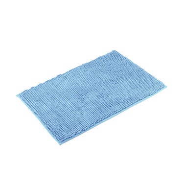 Tapis de bain chenille microfibre bleu l.50 x L.80 cm 