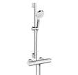 Ensemble de douche 2 jets avec barre et mitigeur thermostatique "CROMETTA VARIO-ECOSTAT" HANSGROHE