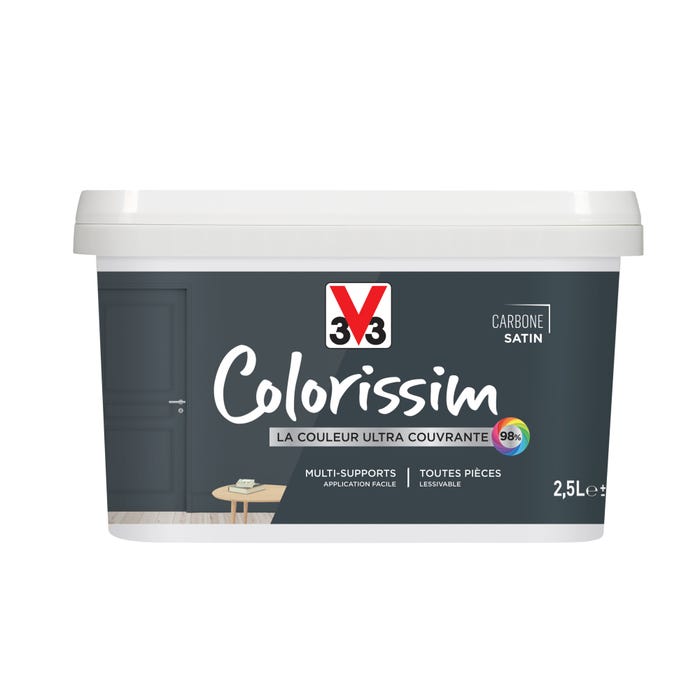Peinture intérieure multi-supports acrylique satin carbone 2,5 L - V33 COLORISSIM 0